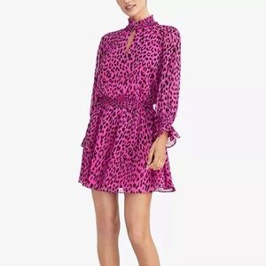 Rachel Roy Dress Women’s Size Small Mini Hot Pink + Black Leopard Print Lined S